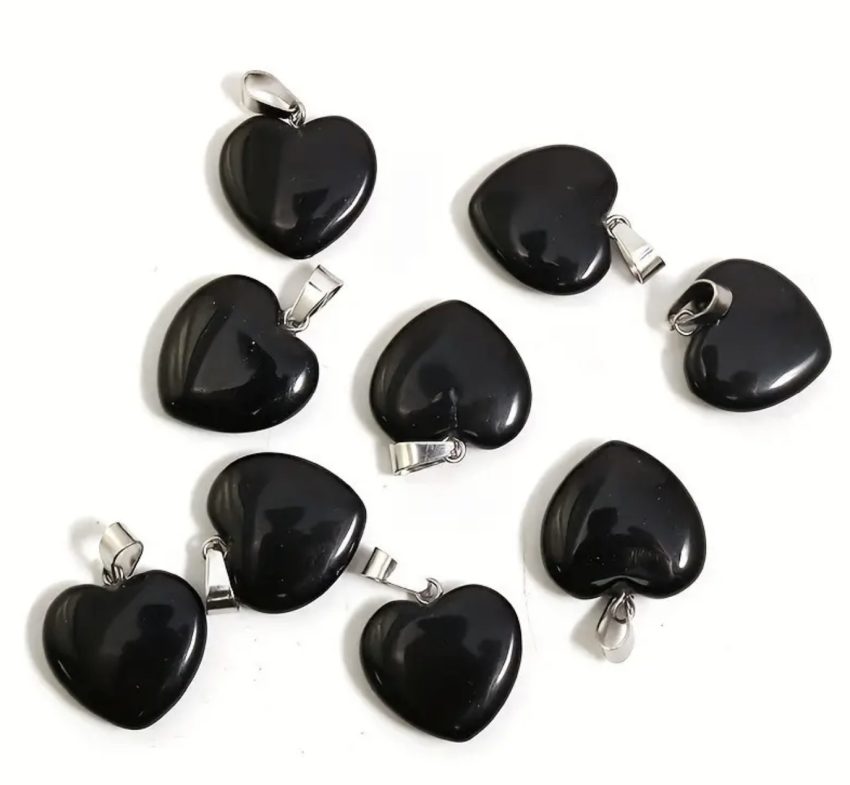 Necklace Black Obsidian Heart Gemstone