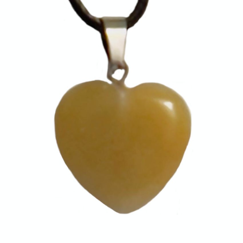 Necklace Yellow Jade Heart Gemstone