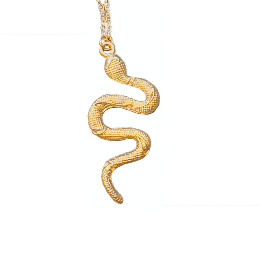 Necklace Gothic Golden Snake Pendant