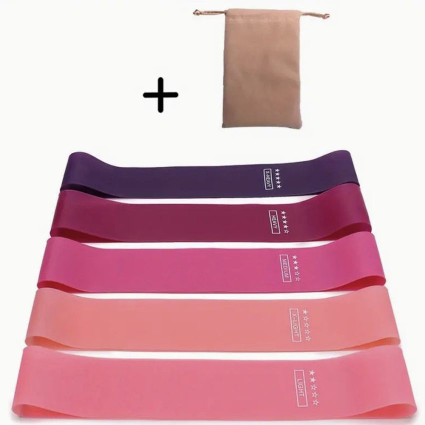 Resistance band - set of 5 pieces pink colours