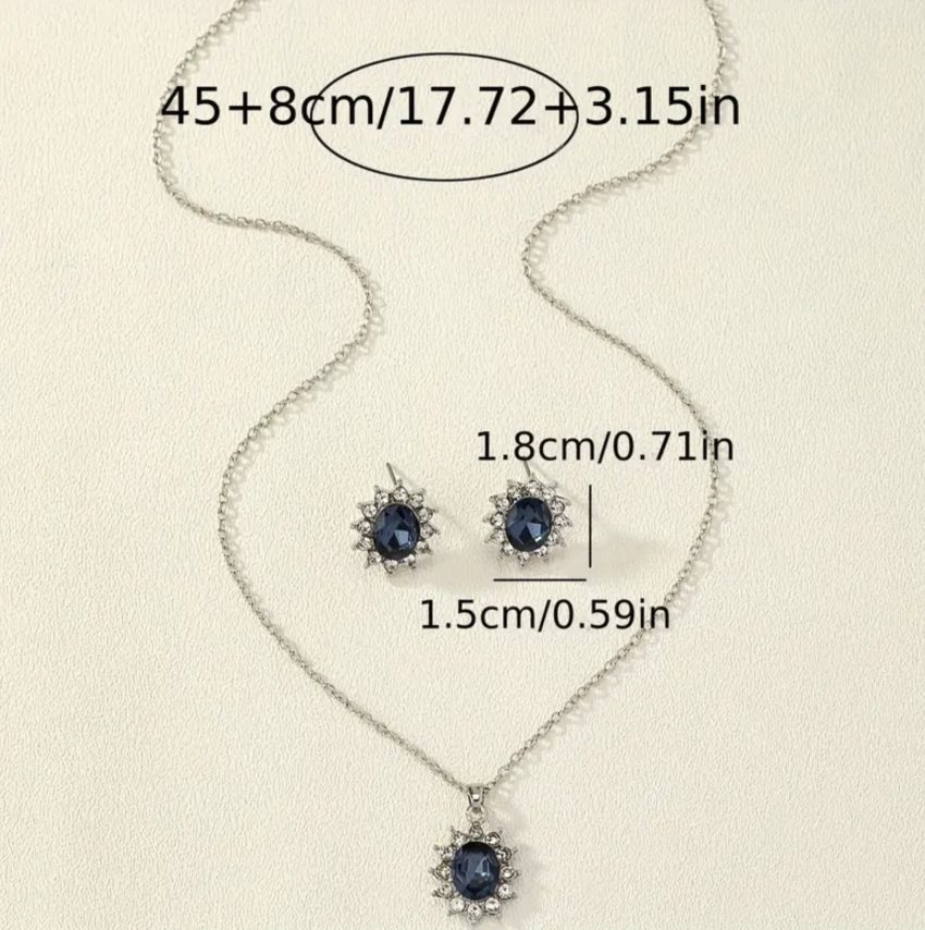 Necklace and earrings set - Blue Sunflower