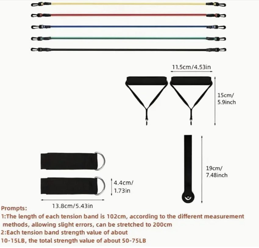 Resistance tube chords - set of 11 pieces