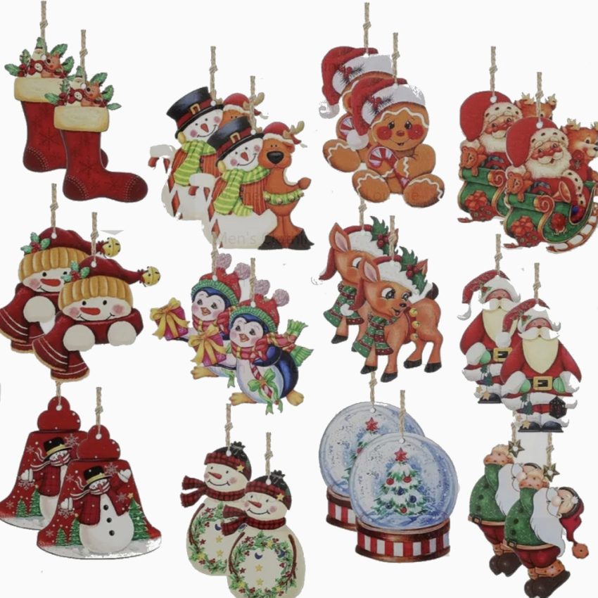 24pcs Christmas Wooden Ornaments Christmas