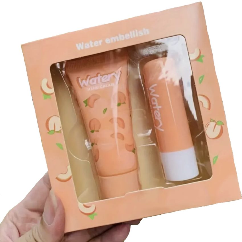 Peach Lip Balm And Hand Cream Set