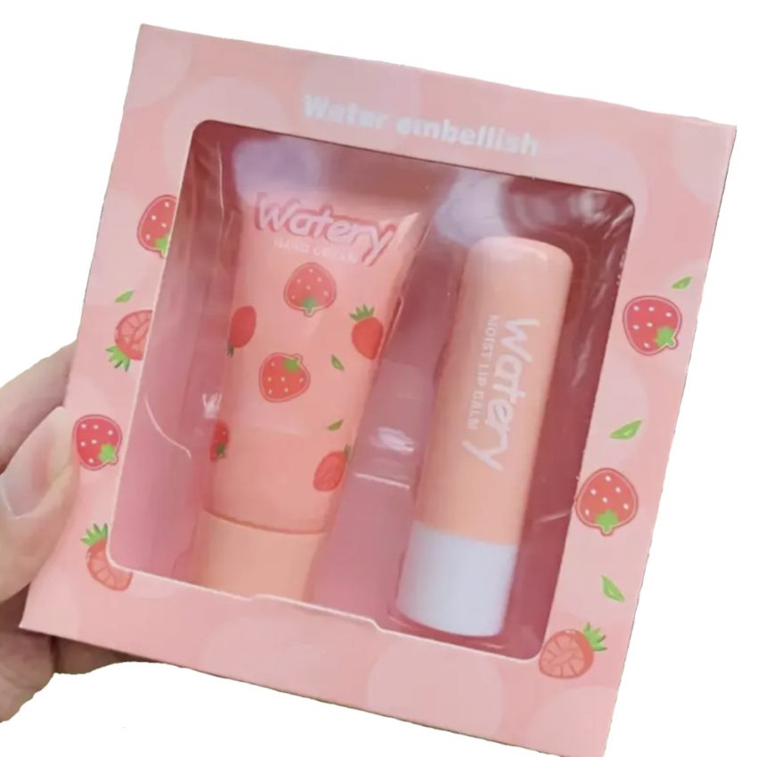 Strawberry Lip Balm And Hand Cream Set