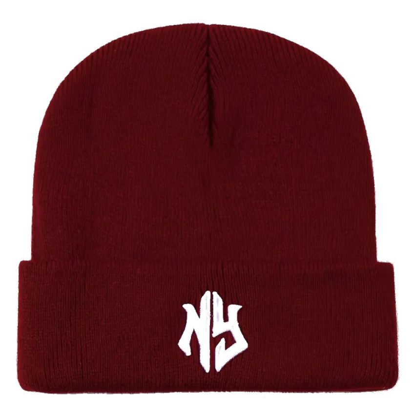 NY Stylish Embroidered Unisex Red Beanie Hat