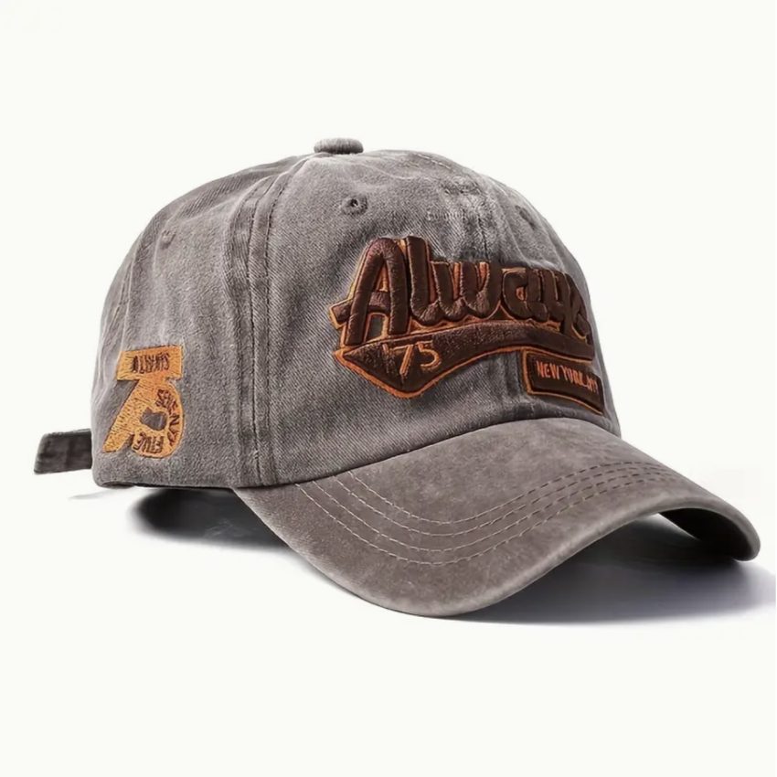 Baseball Caps, 3D Embroidery "Always New York 75" - Brown