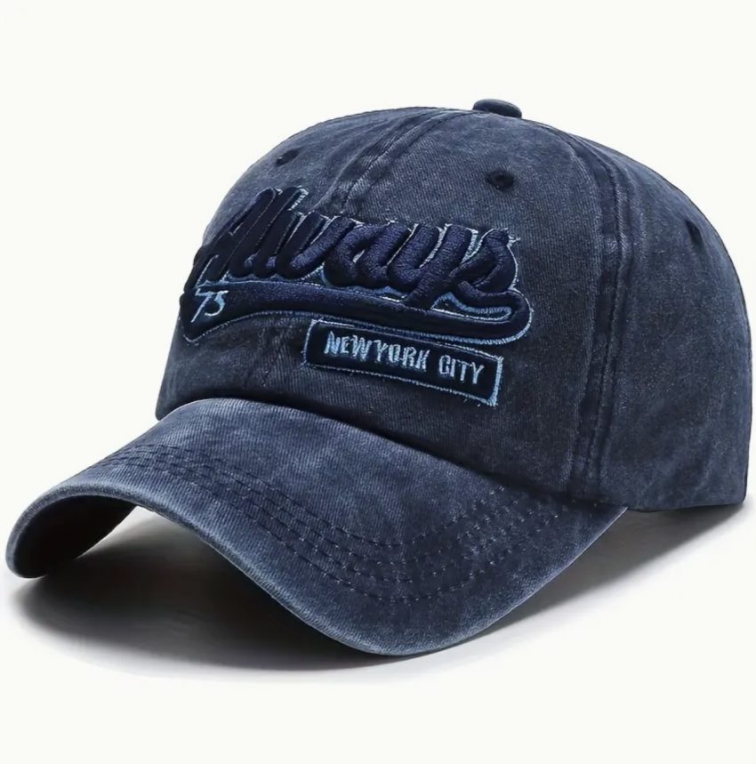 Baseball Caps, 3D Embroidery "Always New York 75" - Blue