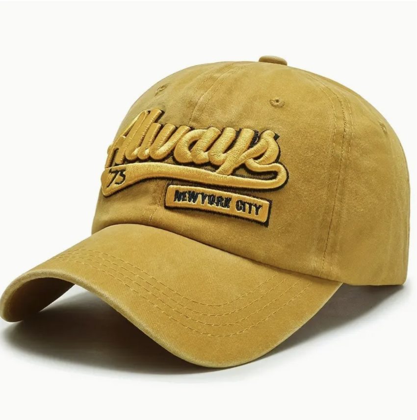 Baseball Caps, 3D Embroidery "Always New York 75" - Yellow