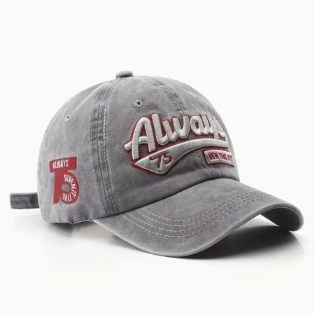 Baseball Caps, 3D Embroidery "Always New York 75" - Grey